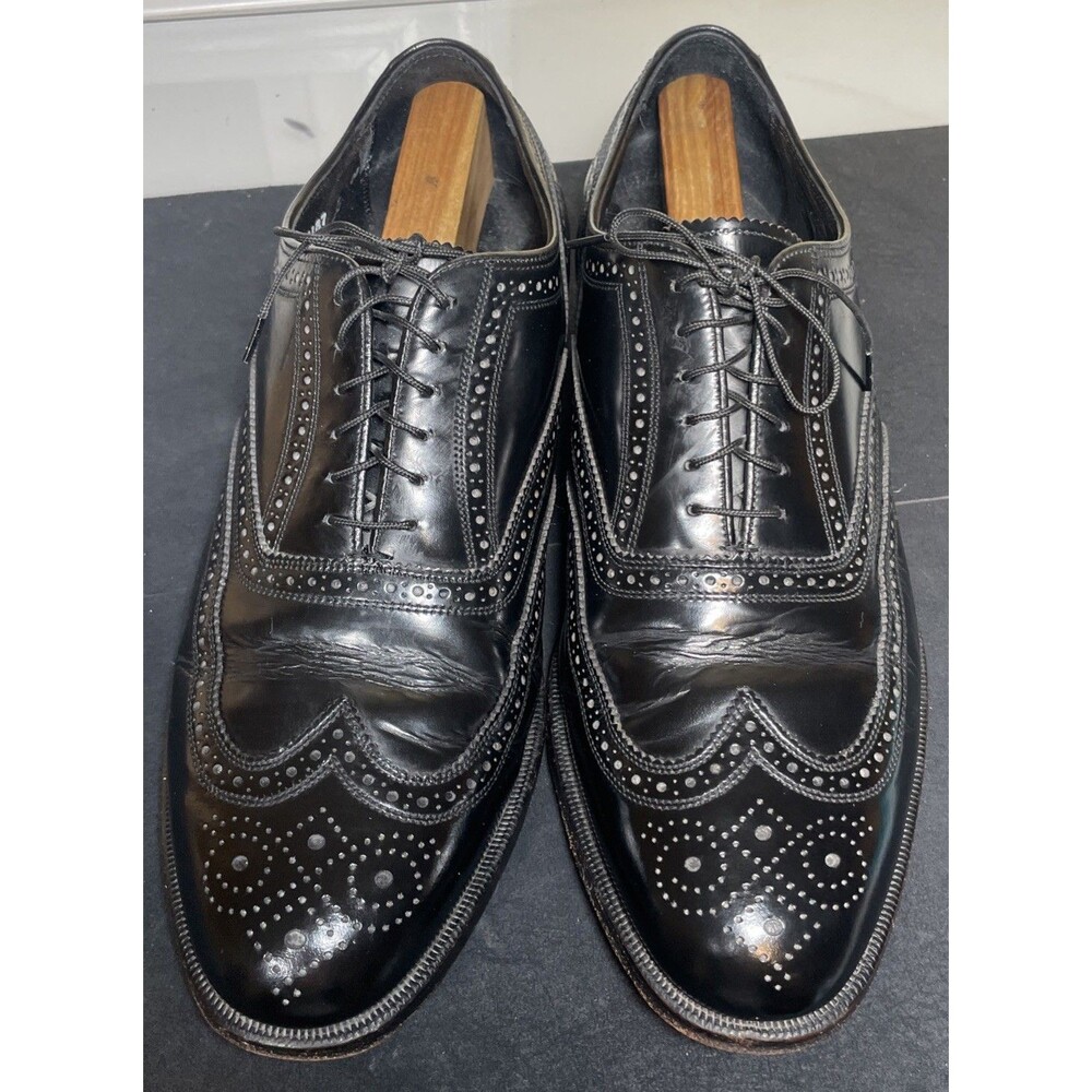 Florsheim Royal Imperial Men’s Wing Tip Black Leather Shoes Size 10.5 EEE 20330